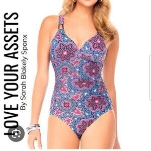 Love Your Assets By Sara Blakely Spanx One Piece Paisley Swimsuit Women's L